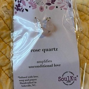Rose quartz sterling silver filled post dangle earring new